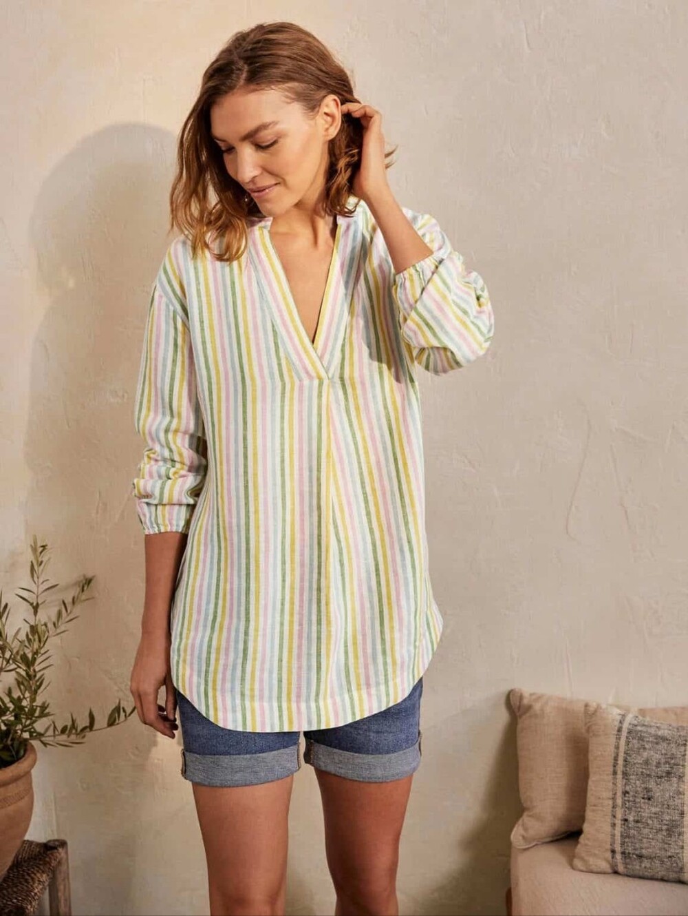🌼 Boden linen striped tunic